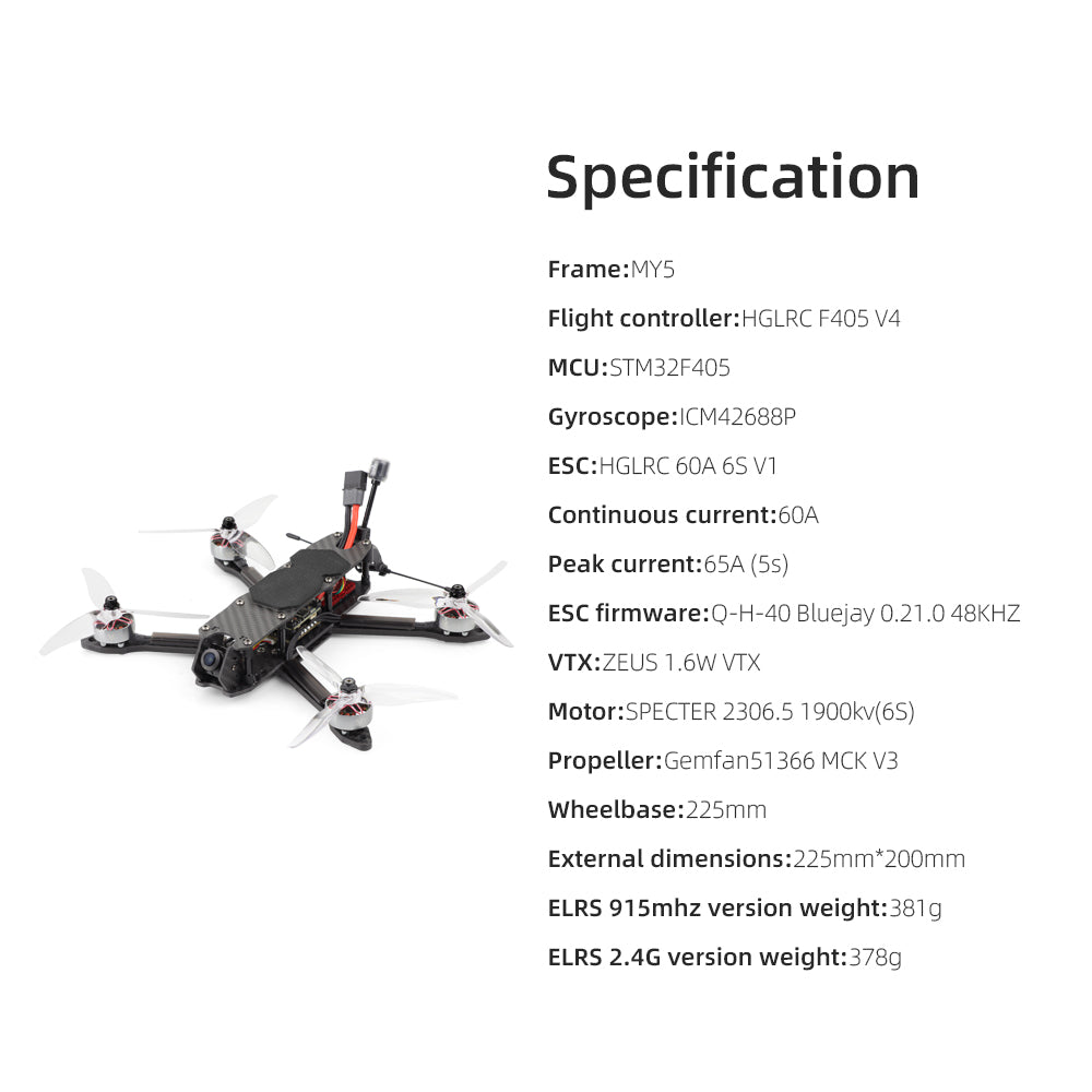 Moteur Drone FPV HGLRC Specter 2306.5 1900KV 6S - Pour Course Quadcopter